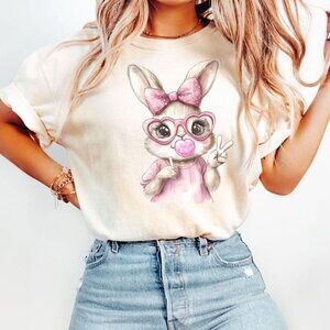 Bunny And Bubble Gum Easter Day Shirt, Cute Bunny Shirt